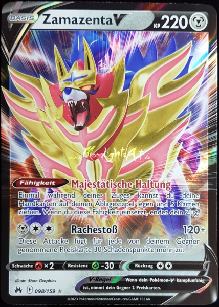 Zenit der Könige ~ Zamazenta V ~ 098/159 ~ Holo ~ Boosterfrisch ~ deutsch