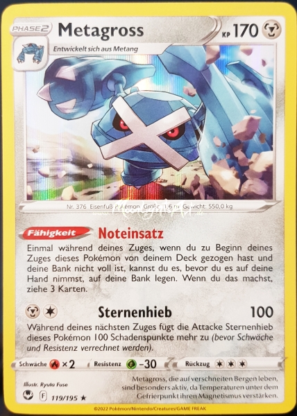 Silberne Sturmwinde ~ Metagross ~ 119/195 ~ Holo ~ Boosterfrisch ~ deutsch