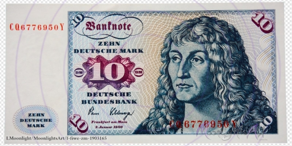 Zehn deutsche Mark - Geldschein Vorderseite - freigestellt