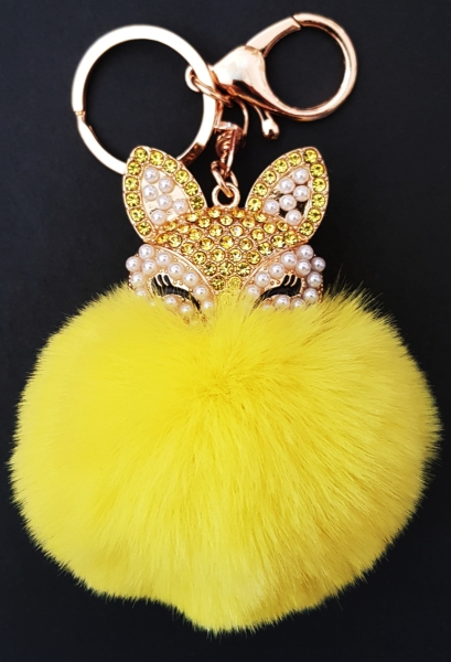 Pompon ~ Fuchs ~ Schlüsselanhänger ~ zitrone