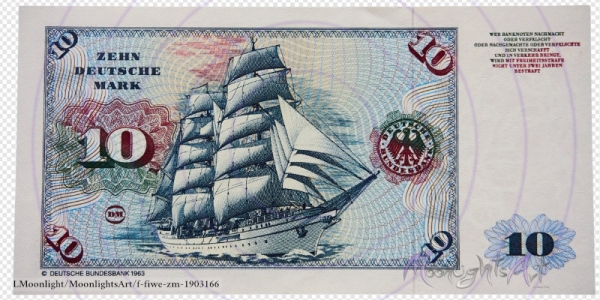 Zehn deutsche Mark - Geldschein Rückseite - freigestellt
