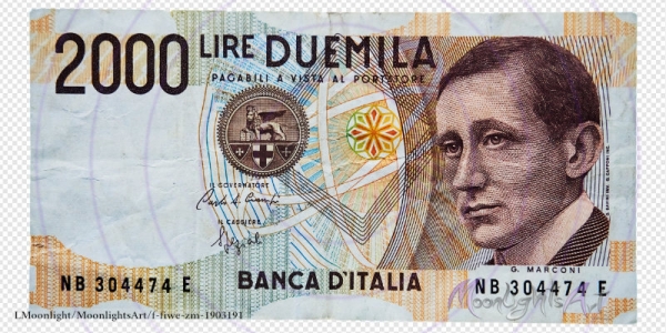 2000 italienische Lire - Geldschein Vorderseite - freigestellt